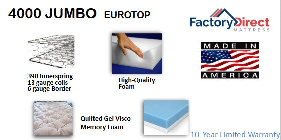 4000 Jumbo Mattress by Factory Direct Mattress